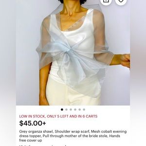 Grey organza shawl with invisible slit to hold scarf.